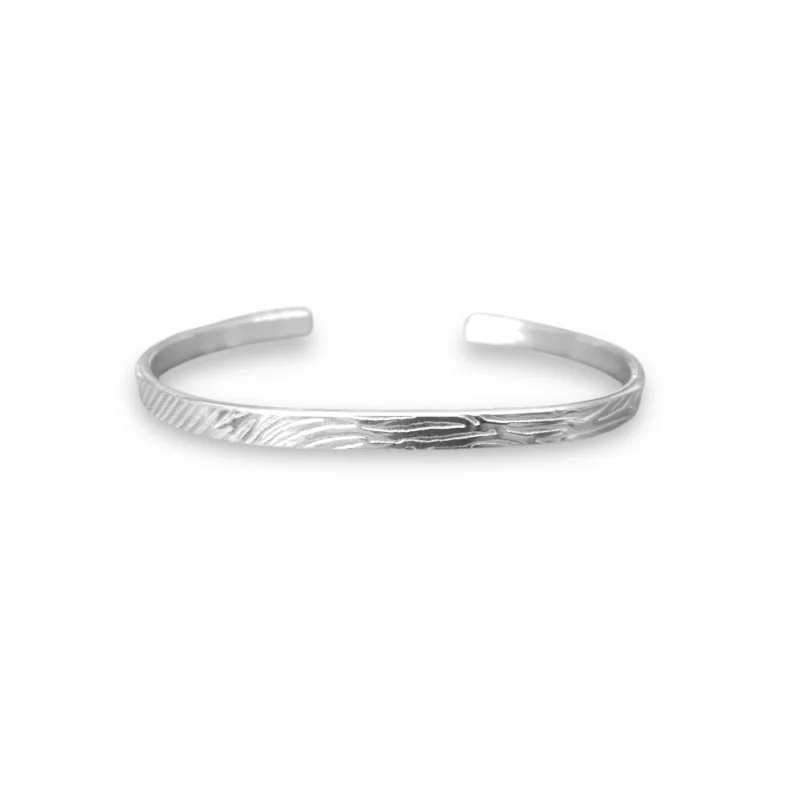 Sterling silver bark textured bangle